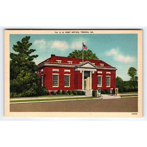 Vintage Linen Postcard U.S. Post Office Toccoa Georgia 1940s - Picture 1 of 2